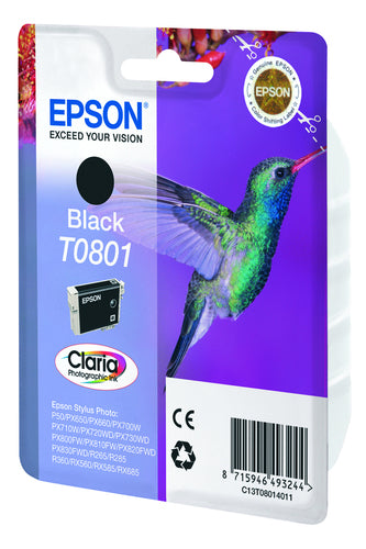 Epson Hummingbird Singlepack Black T0801 Claria Photographic Ink Epson Hummingbird Singlepack Black T0801 Claria Photographic Ink